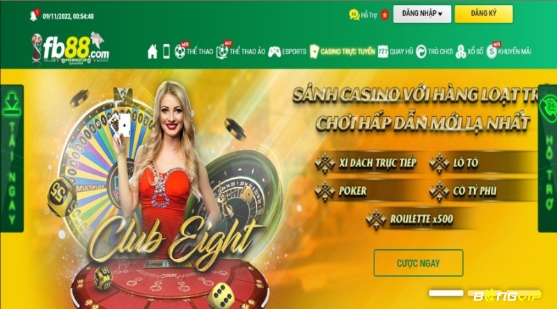 Sảnh casino FB88 com với hàng loạt trò chơi hấp dẫn